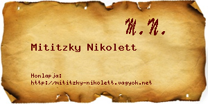 Mititzky Nikolett névjegykártya